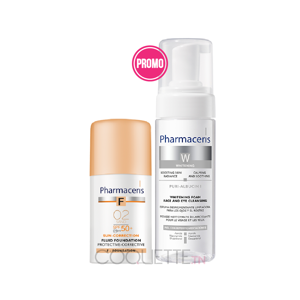 PHARMACERIS Coffret Mousse Nettoyante + Ecran SPF50+ Teinte 02