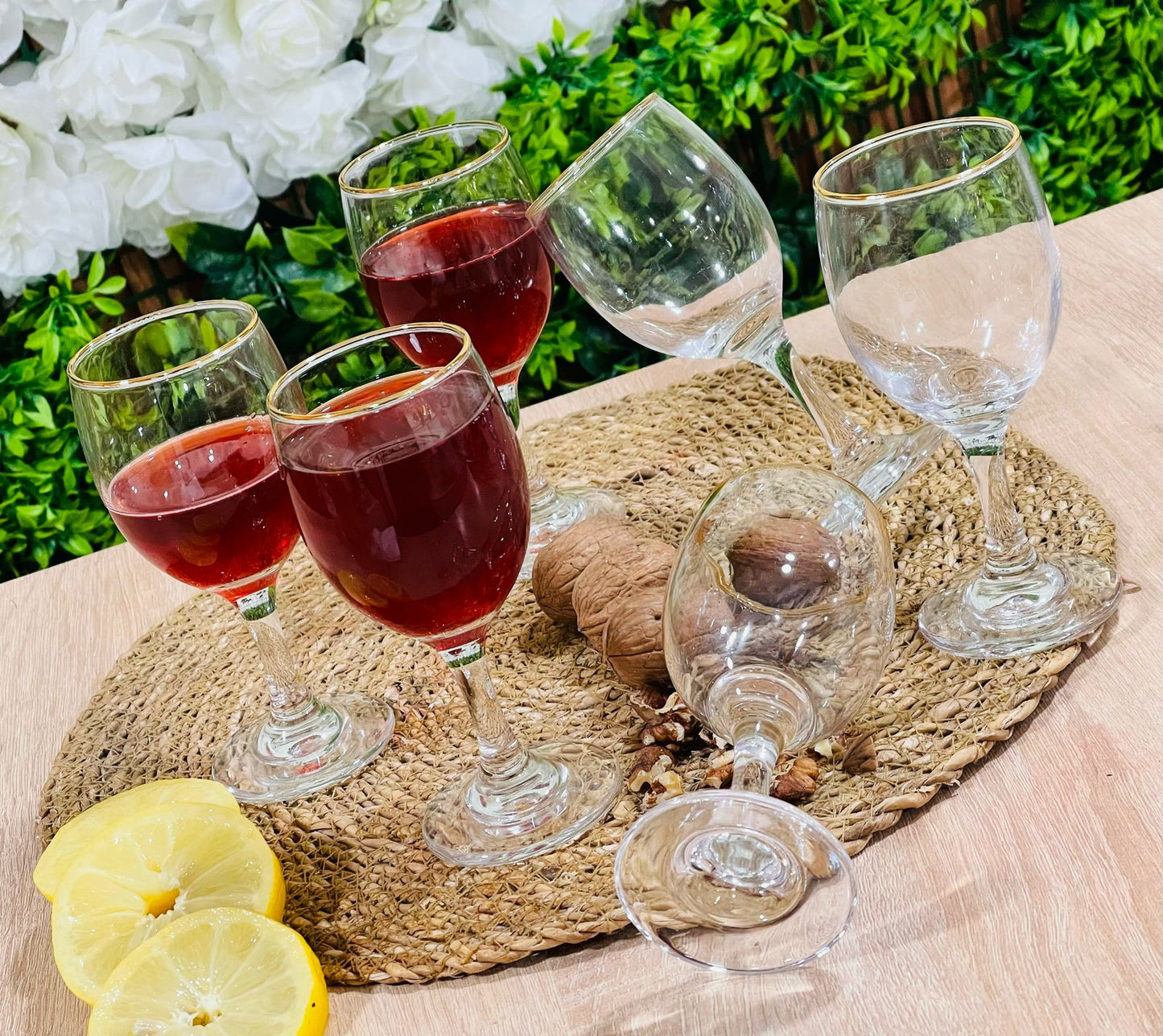 Coupe à Jus en Verre 6 pièces contour dorée