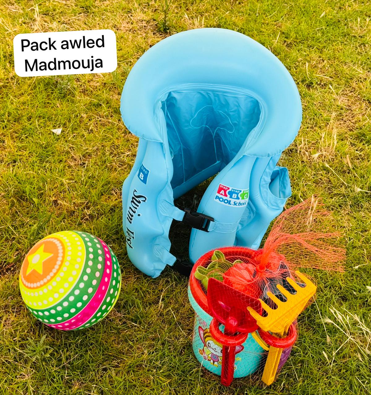 Pack plage اولاد مدموجة Seau de plage avec accessoires de plage + ballon + Gilet