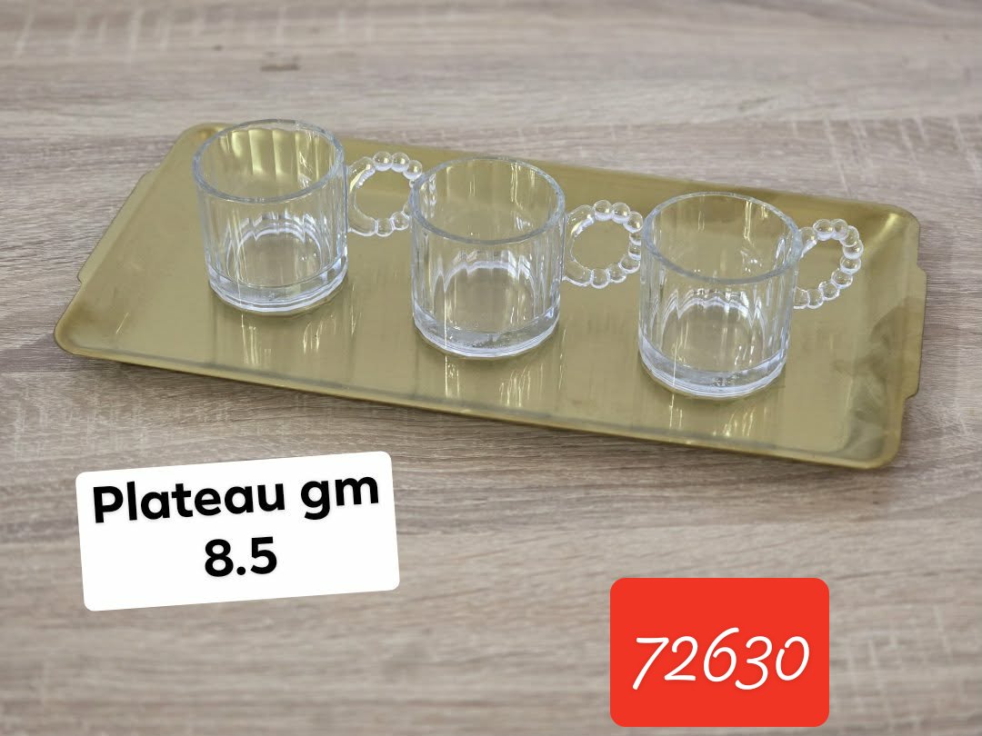 Pack plateau G.m + 3 verres en verre