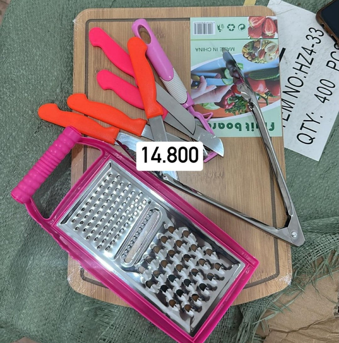 Pack 10 pièces سكاكن6+pince+planche+Éplucheur+Râpe Fromage