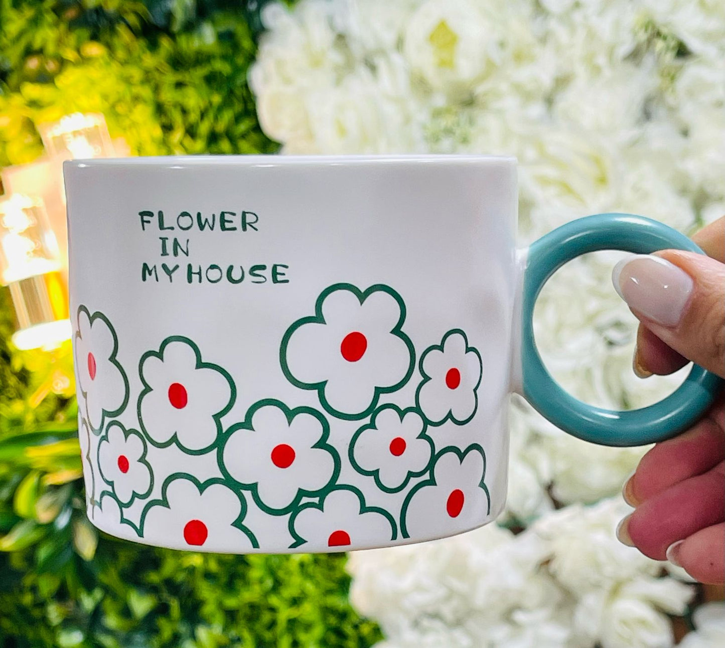 Mug fleurie vert