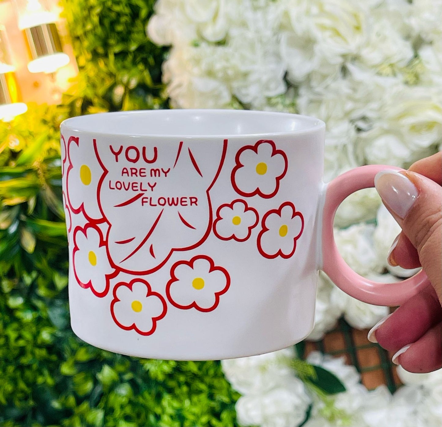 Mug fleurie rose