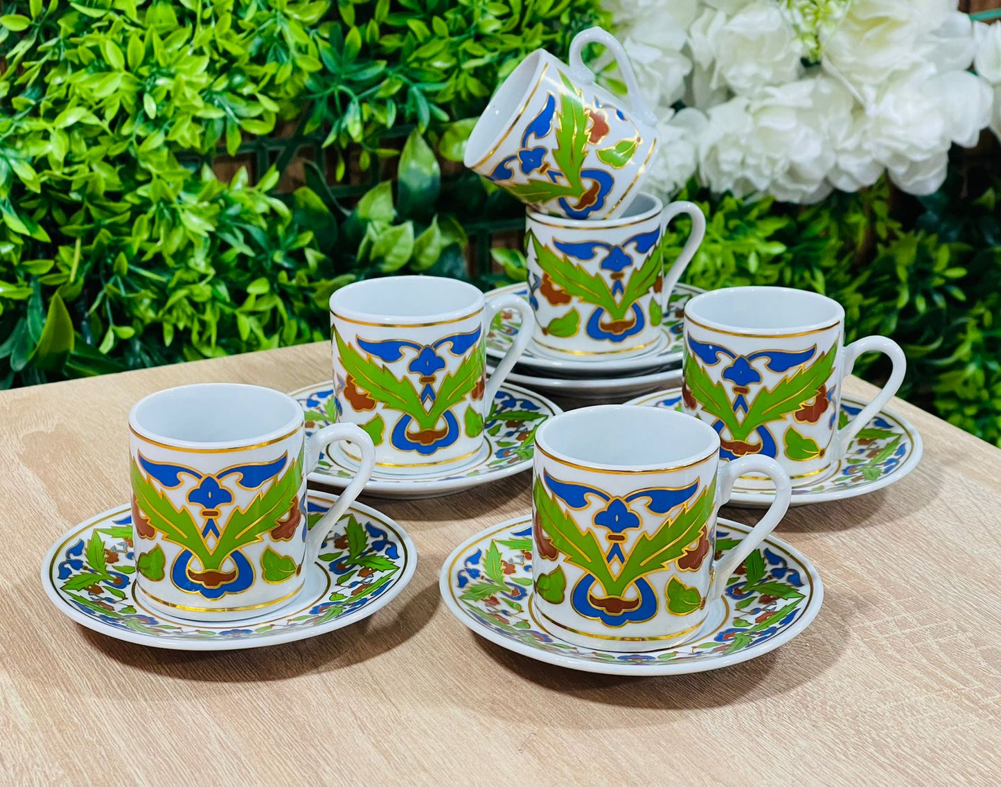 Service café noir فناجن قهوة vert bleu