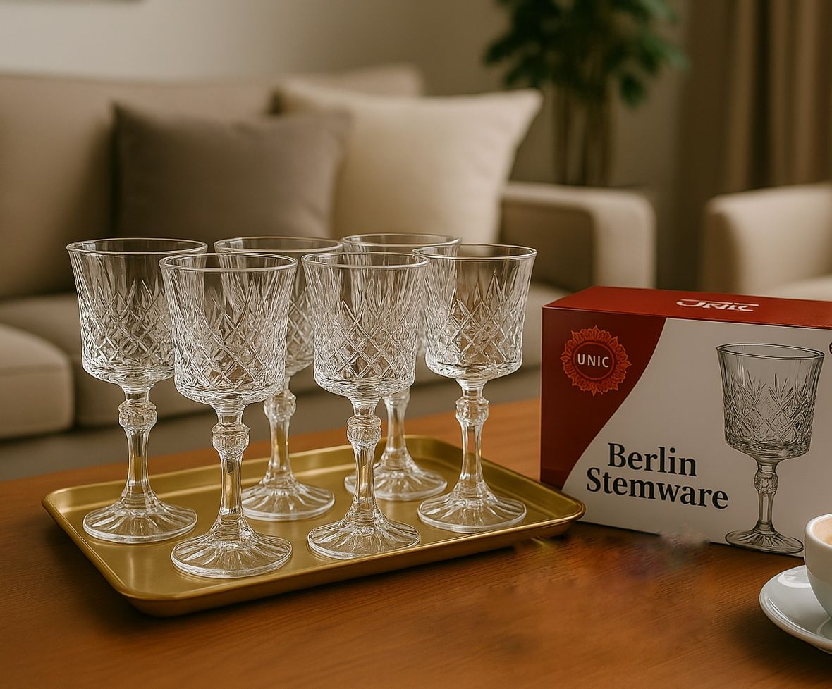 Pack plateau + 6 coupe en verre