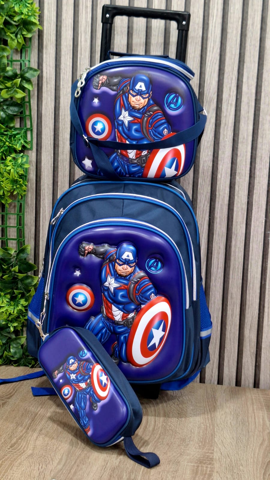 3 Pièces Cartable Avec Support sac Repas et Trousse Pour Garçon