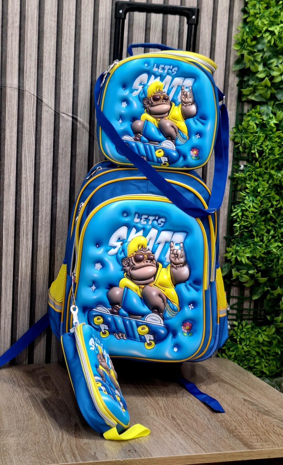 3 Pièces Cartable Avec Support sac Repas et Trousse Pour Garçon