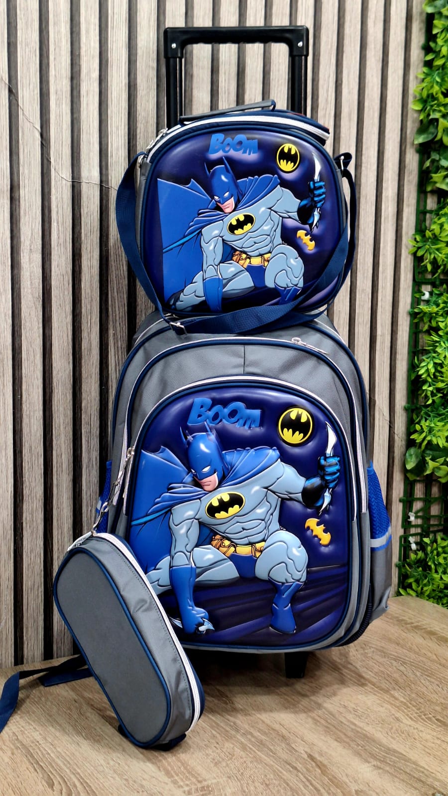 3 Pièces Cartable Avec Support sac Repas et Trousse Pour Garçon Batman
