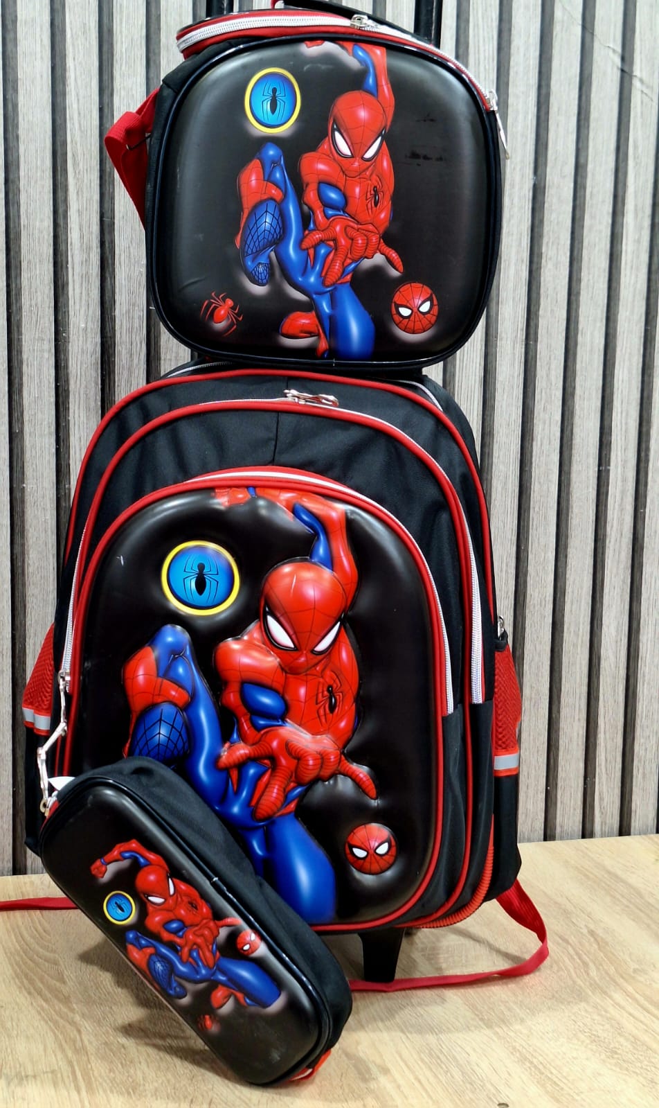 3 Pièces Cartable Avec Support sac Repas et Trousse Pour Garçon