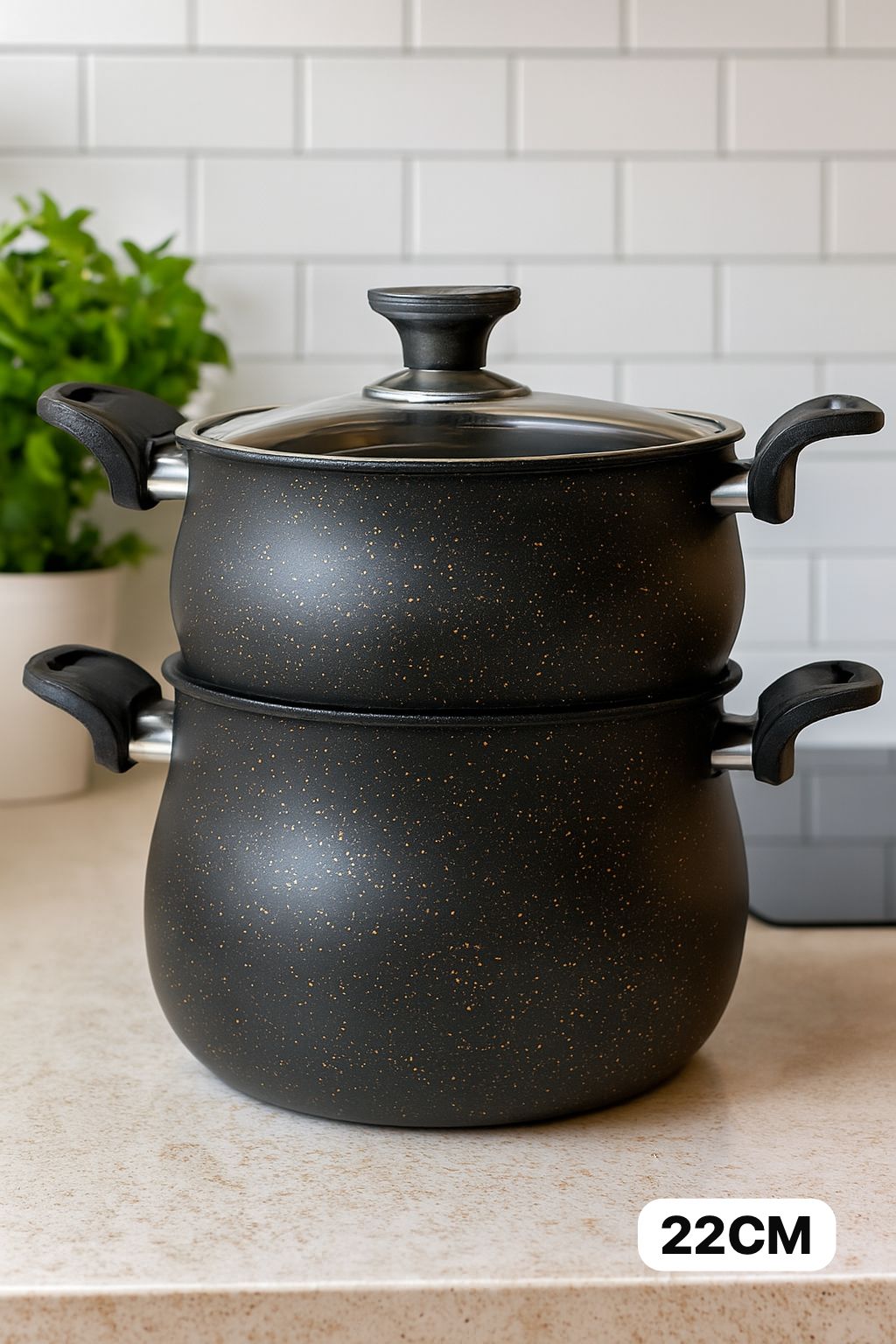 Couscoussier Granite 22 cm مقفول noir