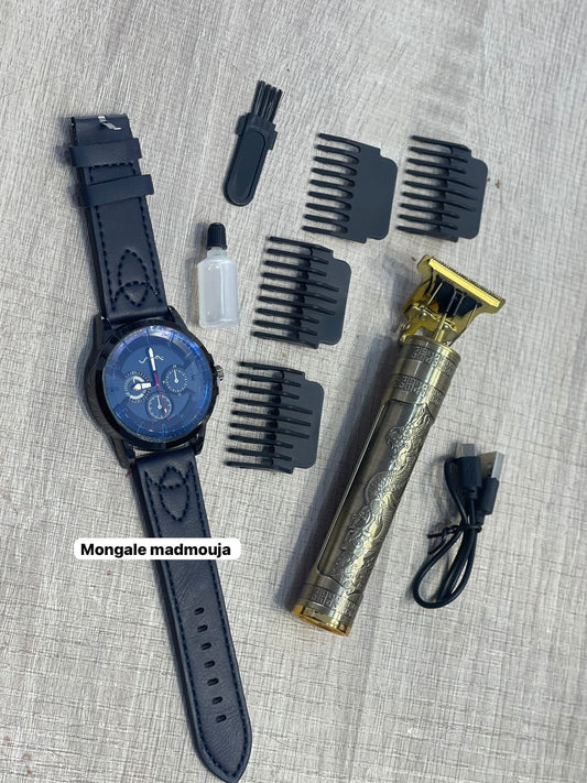 Pack montre et Tondeuse à cheveux rechargeable TRIMMER VINTAGE T9
