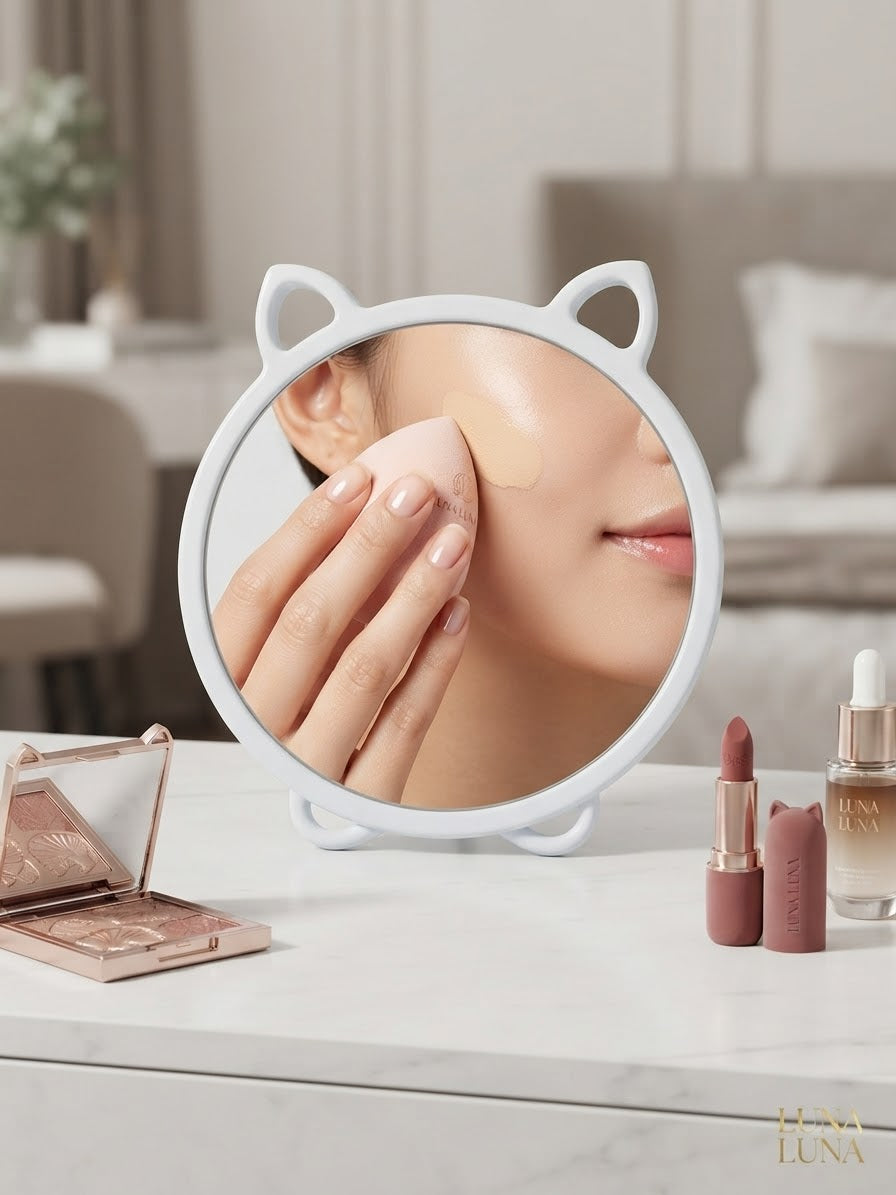 miroir de maquillage pose table en forme de tête de chat