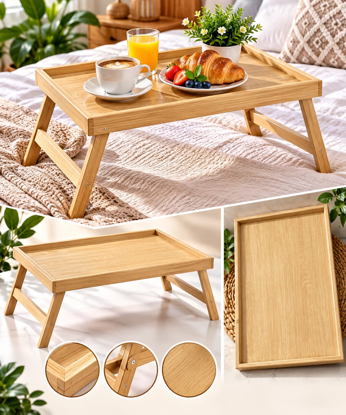 Plateau petit déjeuner pliable en Bois