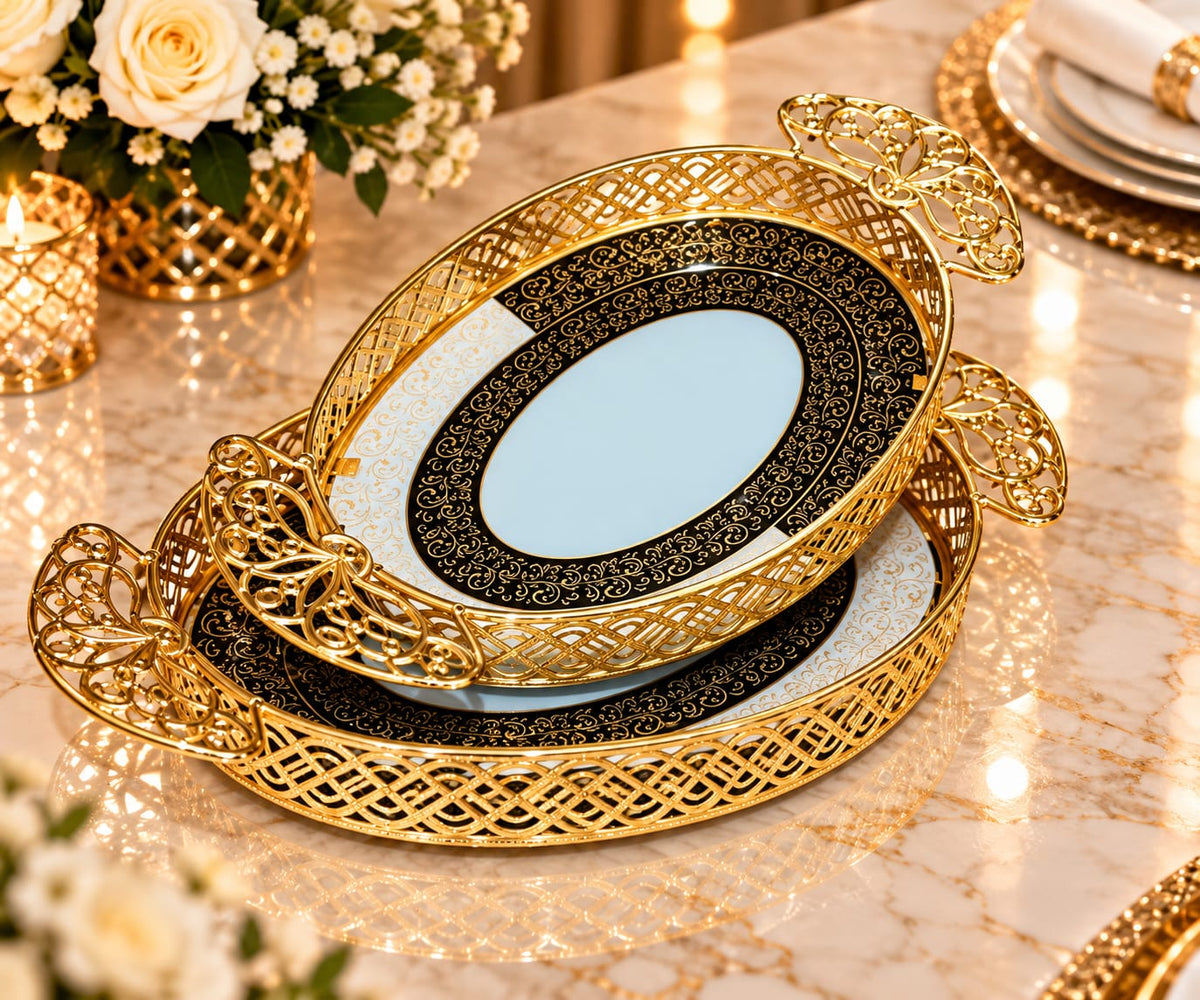 Ensemble de 2 plateaux ovale
