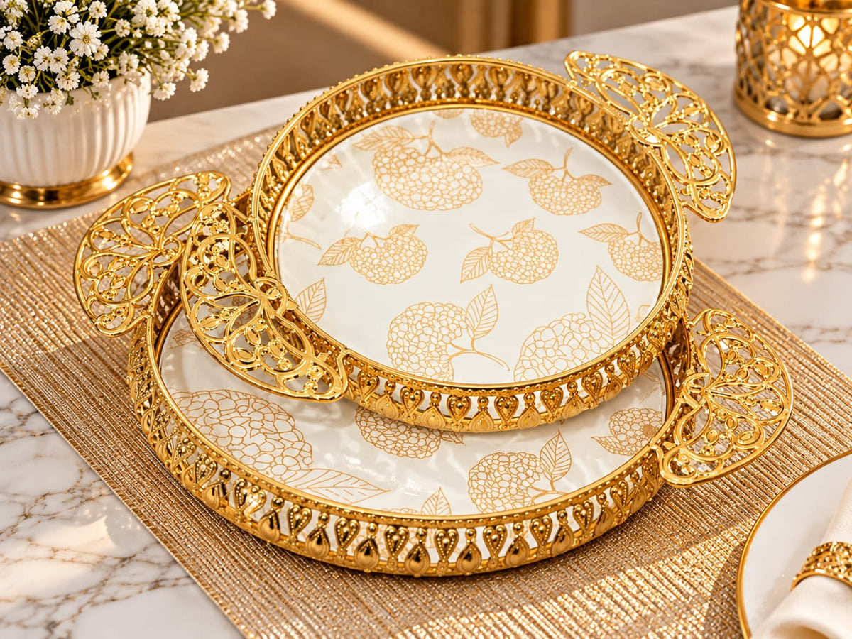 Ensemble de 2 plateaux rond