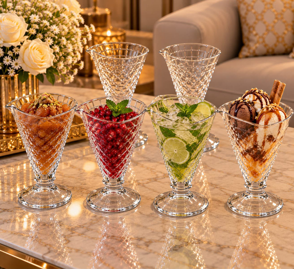 6 coupes en verre