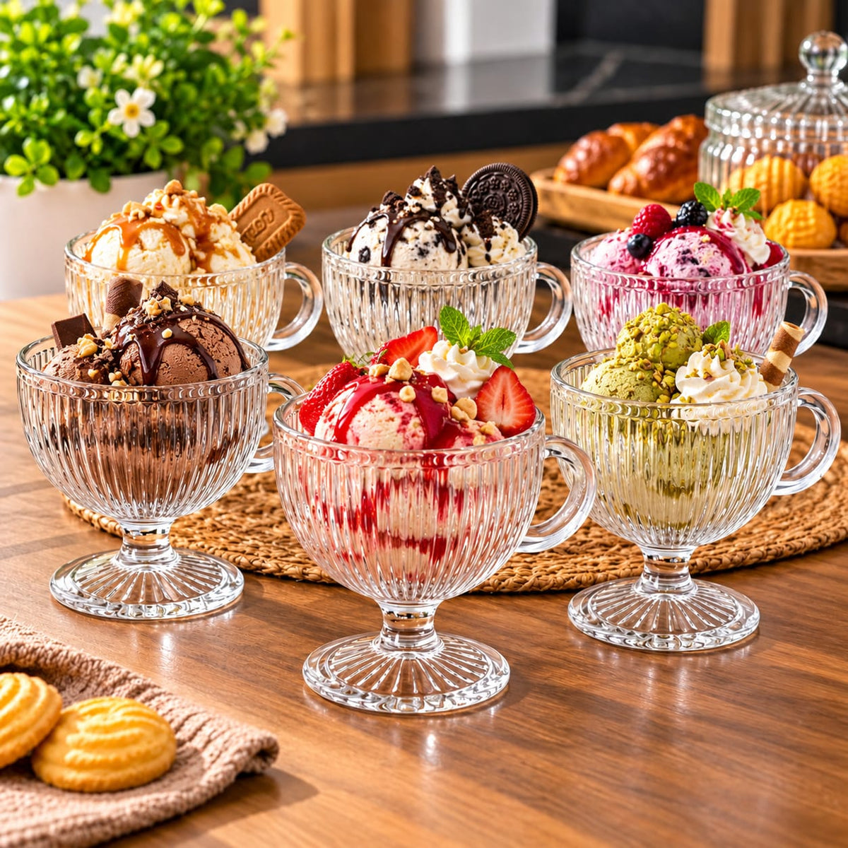 6 coupes en verre