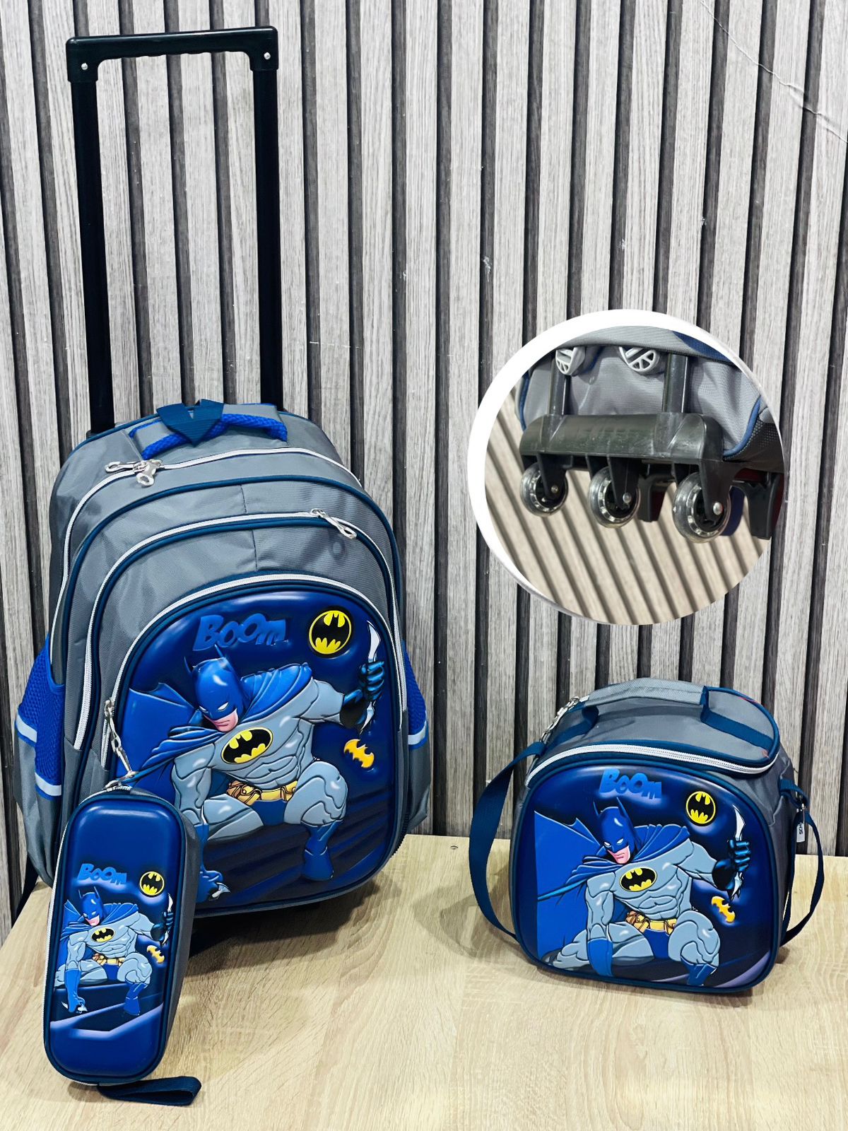 3 Pièces Cartable Avec Support sac Repas et Trousse Pour Garçon Batman