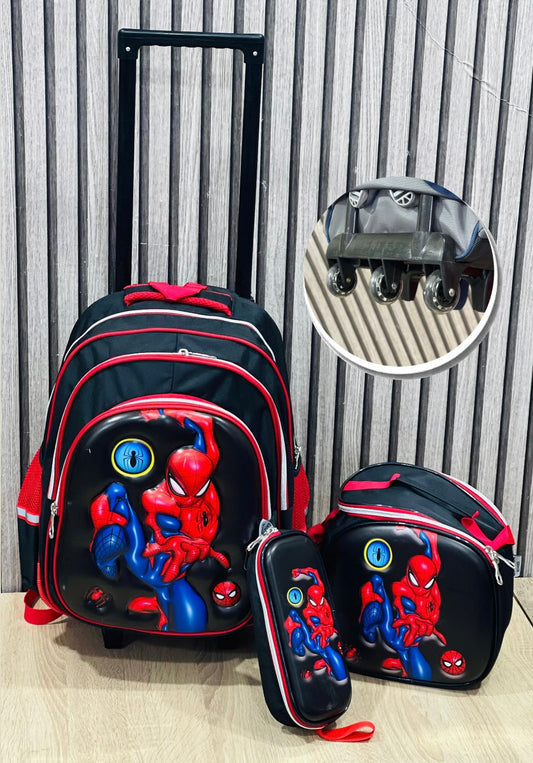 3 Pièces Cartable Avec Support sac Repas et Trousse Pour Garçon