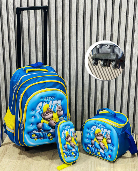 3 Pièces Cartable Avec Support sac Repas et Trousse Pour Garçon