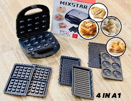 Appareil MIXSTAR 4 En 1 – 800 Watts Panini – Zouza – Gaufre – Maamoul