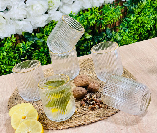 Verre à Eau 6 Pièces avec contour dorée