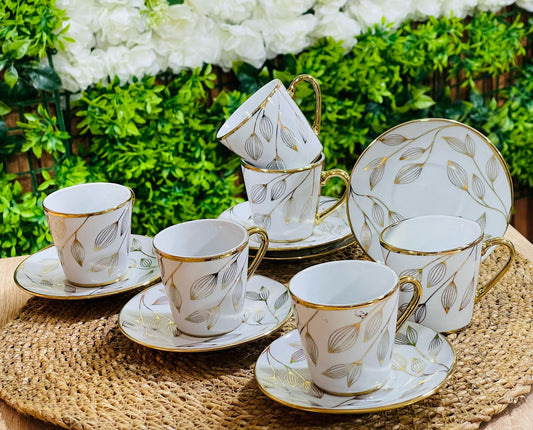 Service café noir fleurie فناجن قهوة وردة