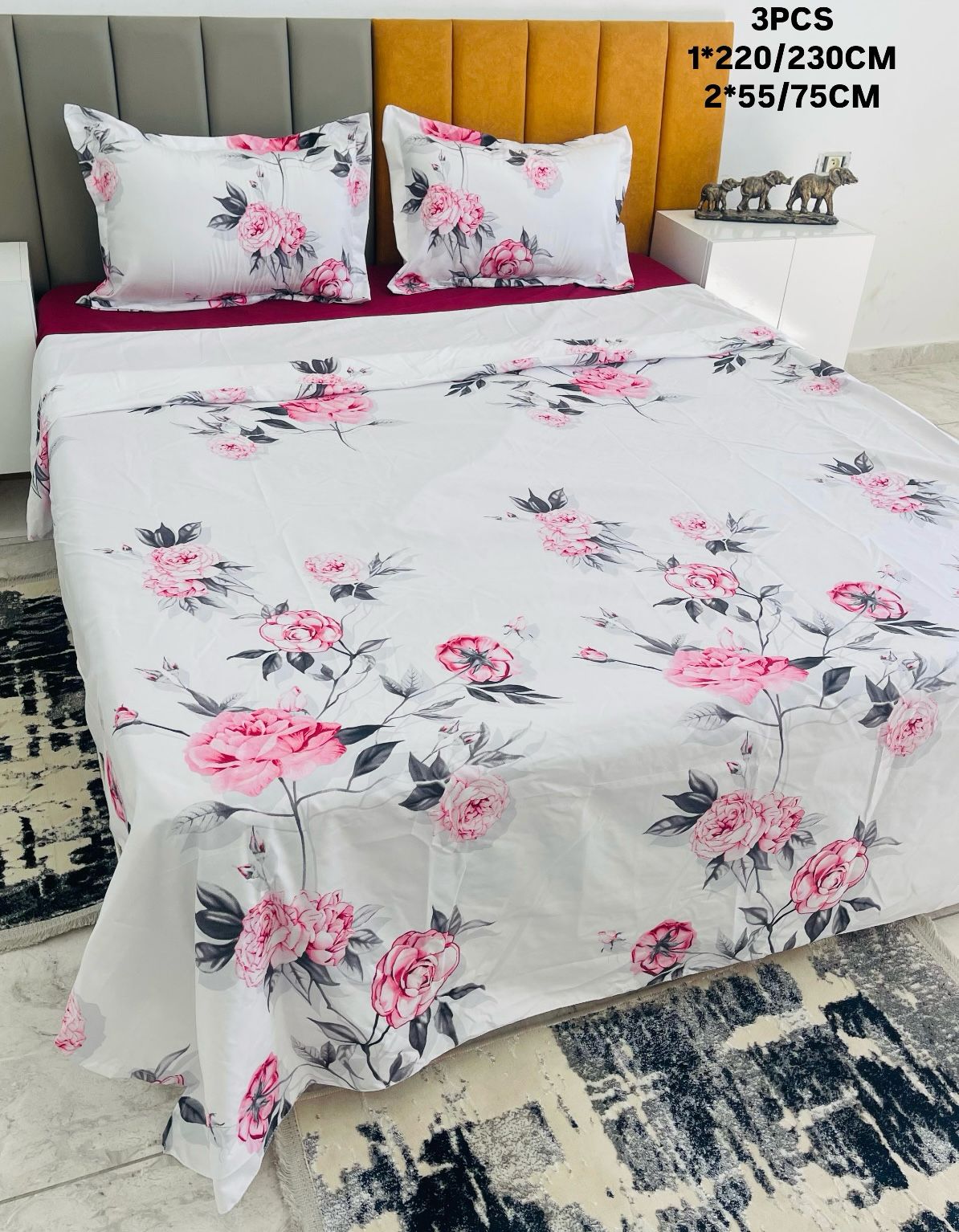 Drap 2 places 230*220cm/55*75cm ملحفة و قشور مخادد