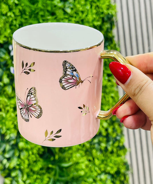 Tasse  papillon rose كأس