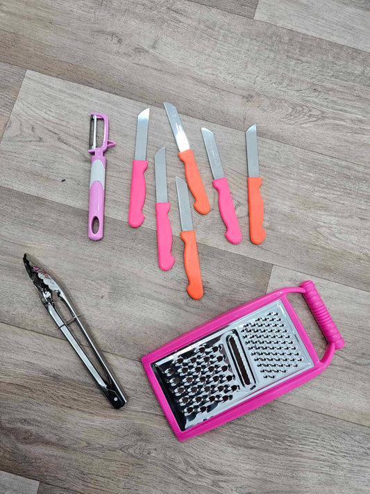 PACK 9 pièces  سكاكن6+pince+Éplucheur+Râpe Fromage