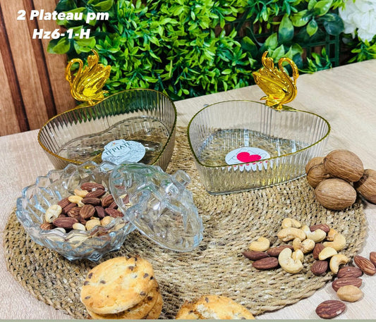 PACK 2 plateaux +bonbonnière en verre