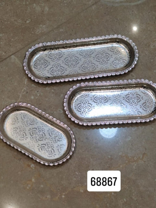 Série de 3 plateaux argent