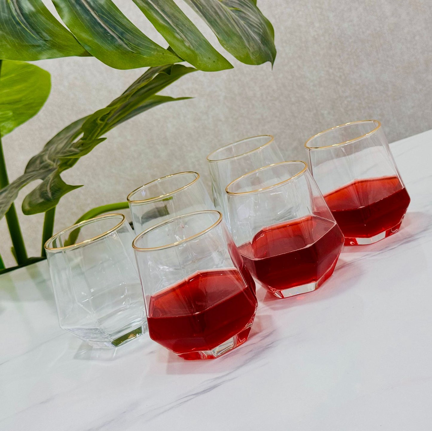 Verre à Eau 6 Pièces avec contour dorée