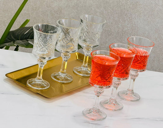 Pack plateau + 6 coupe en verre