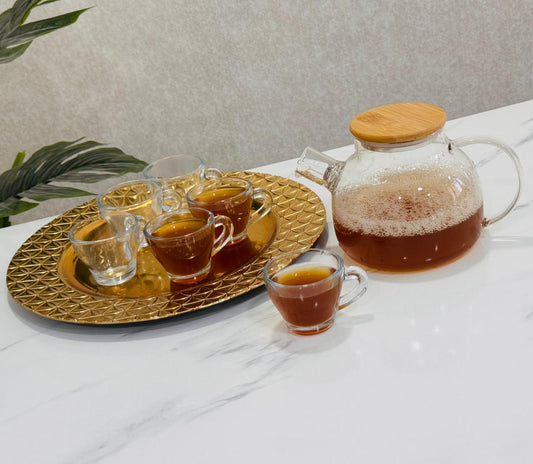 Pack 6 tasses +théière en verre + plateau