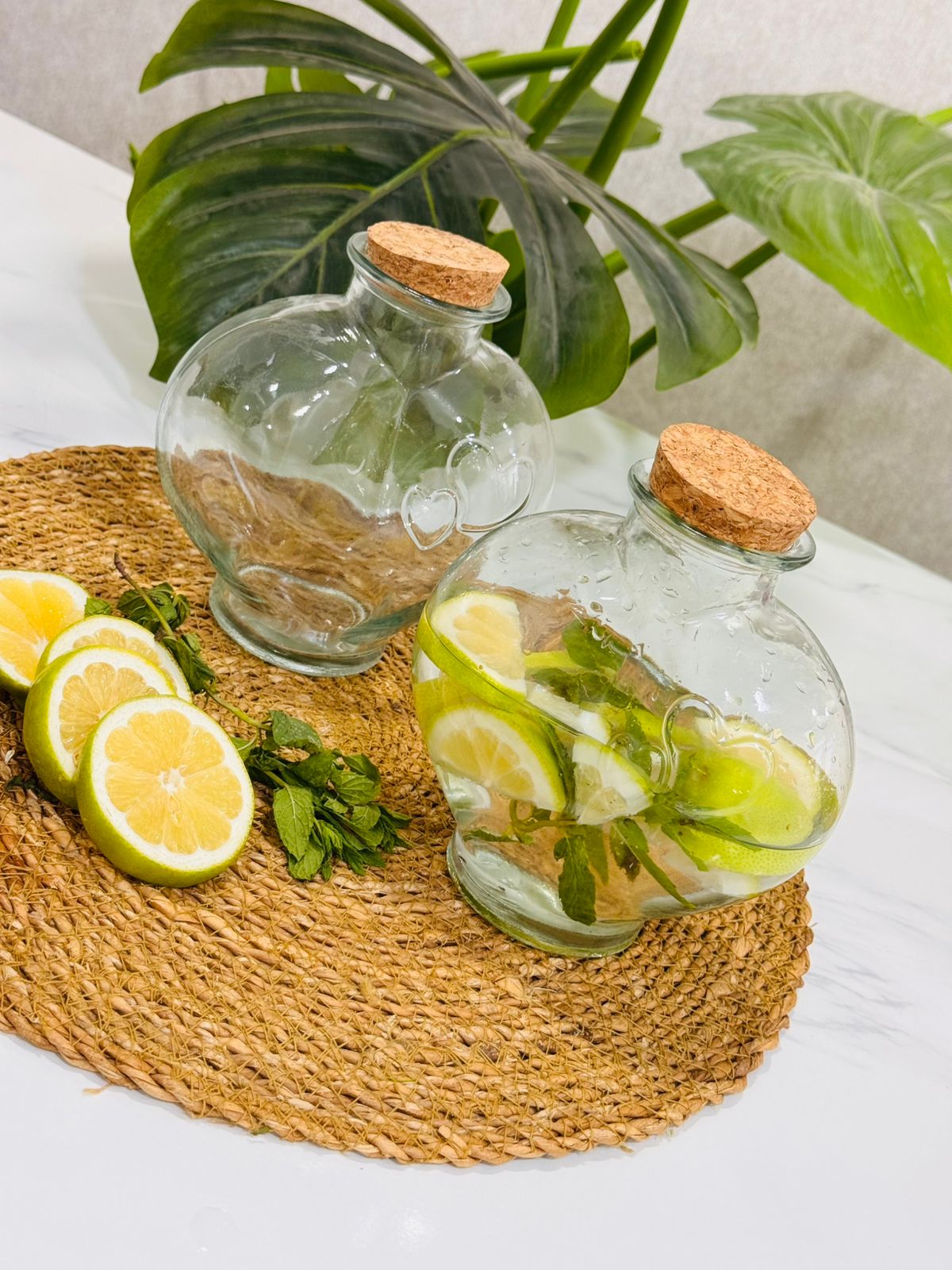2 Bouteilles en Verre  avec Bouchon cœur