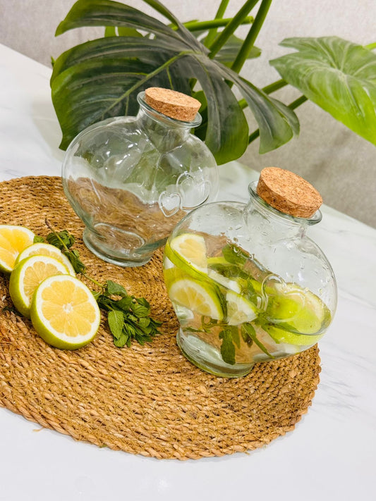 2 Bouteilles en Verre  avec Bouchon cœur
