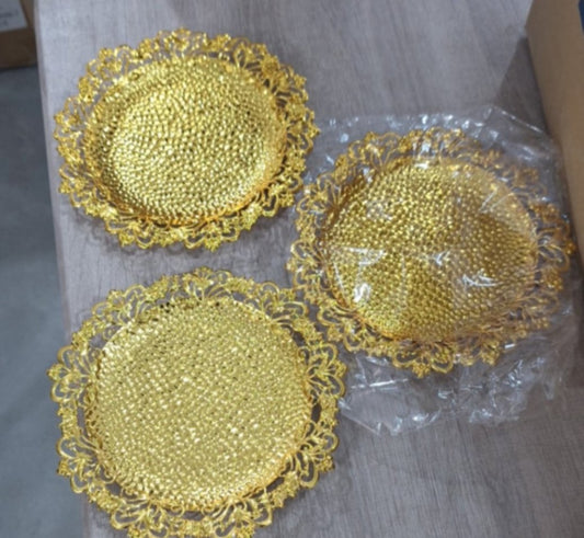 3 mini plateaux  en dorée