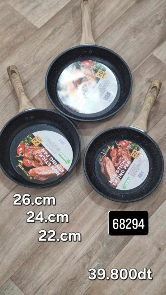 3 poêles 22/24/26cmمقلاة