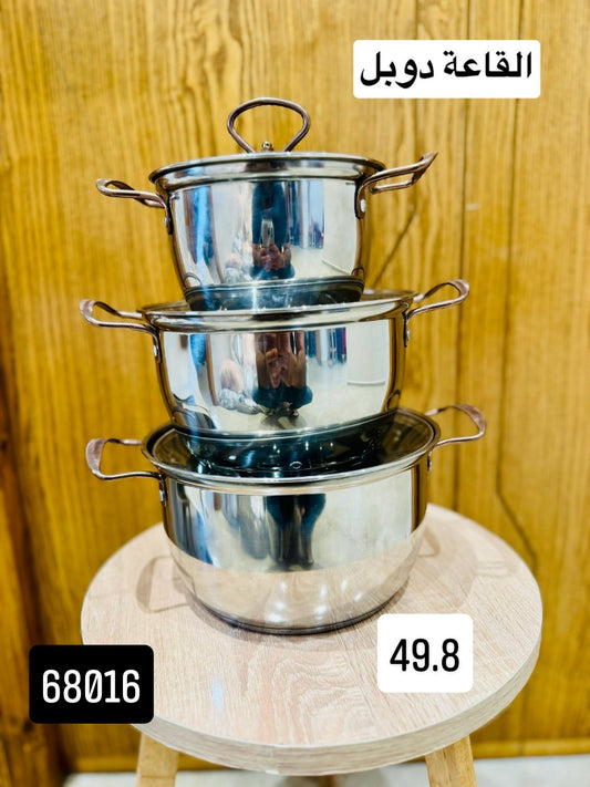 Pack faitout 3 pièces bronze 16/20/24cm  (double) 3 طناجر قاع دوبل
