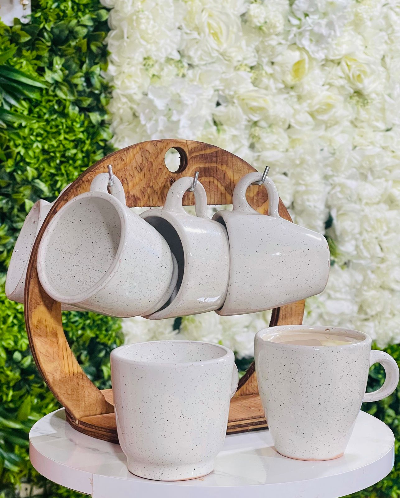 PACK service à café noir + support en bois كيسان الاوان مدموجة