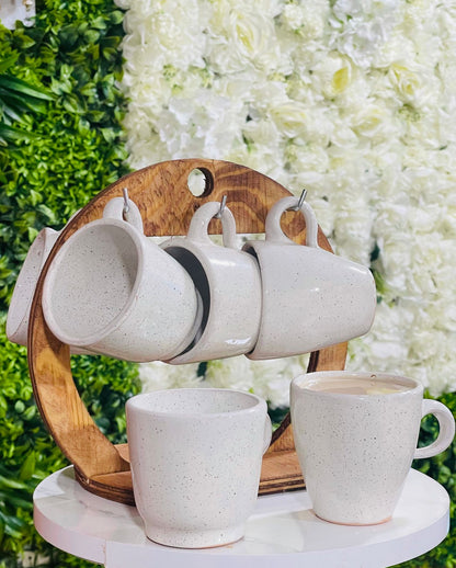 PACK service à café noir + support en bois كيسان الاوان مدموجة