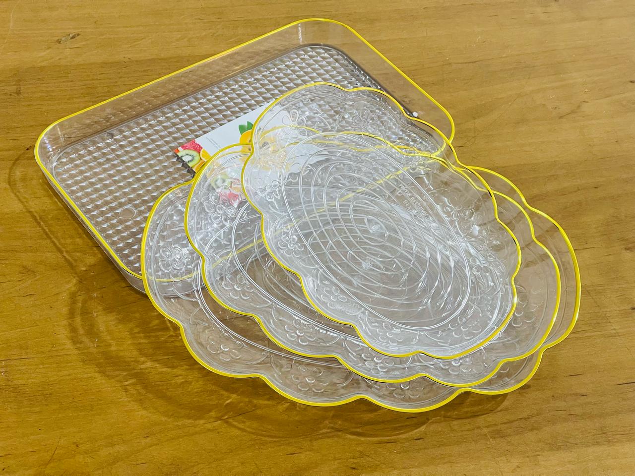 4 Plateaux En Plastique Effet Plexiglass