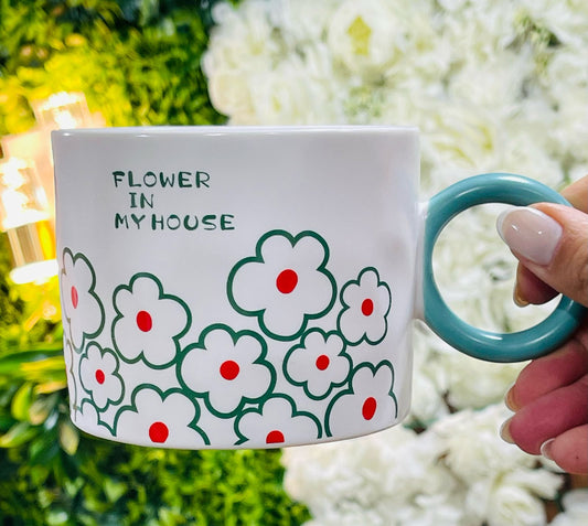 Mug fleurie vert