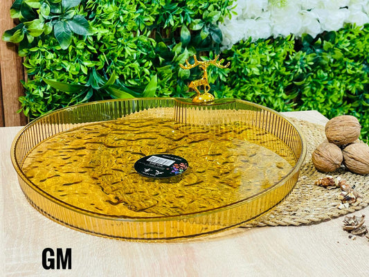 Plateau rond en plexiglas doré g.m