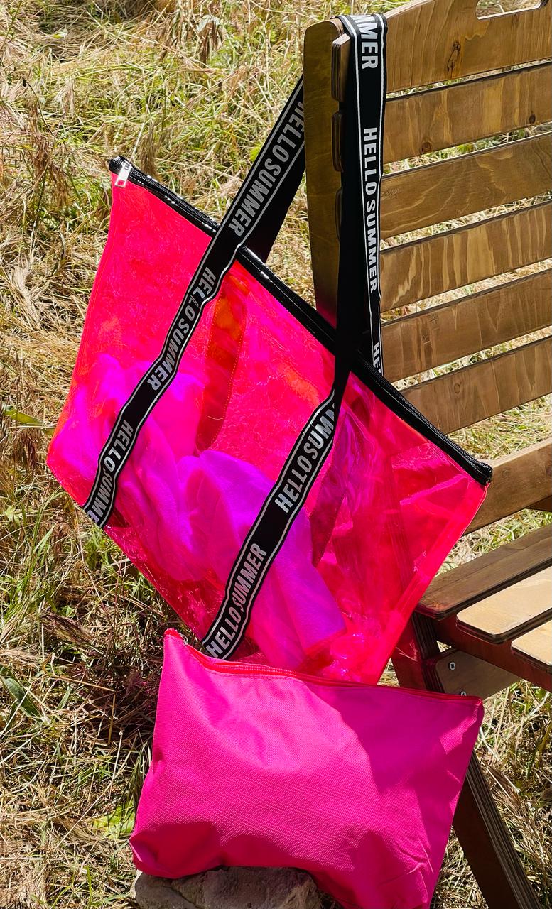 Sac de plage transparent مدموج ) حقيبة شاطئ شفافة )