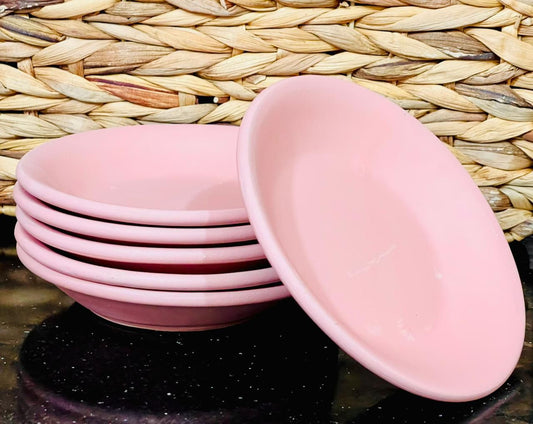 6 Assiettes matte rose صحان فخار