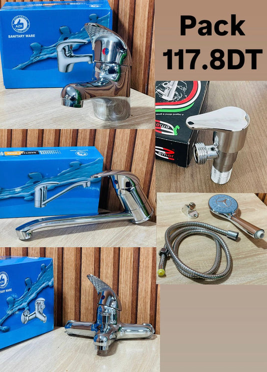 Pack robinets + leurs accessoires ( cuisine et salle de bain) مجموعة سبابل دار كاملة