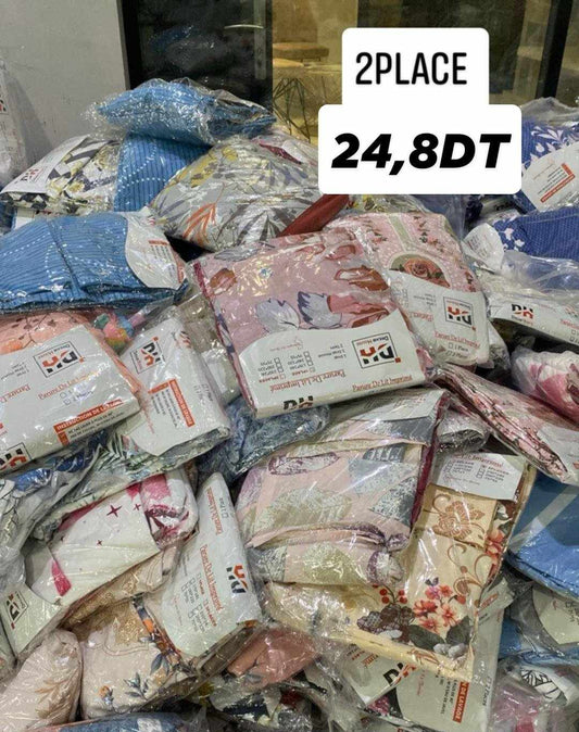 Drap Housse 2 places  ملحفة  غطاء و قشور مخادد مدموجين