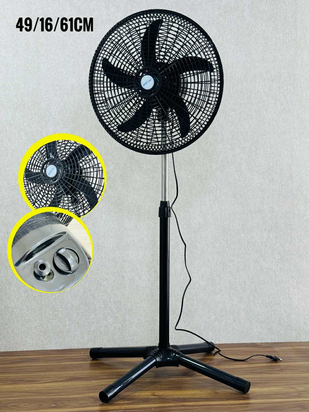 Ventilateur Sur Pieds noir 49/16/61cm